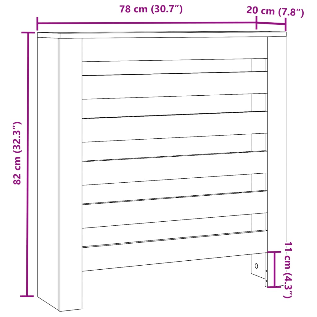 Copertura Termosifone Legno Antico 78x20x82cm Legno Multistrato - homemem39