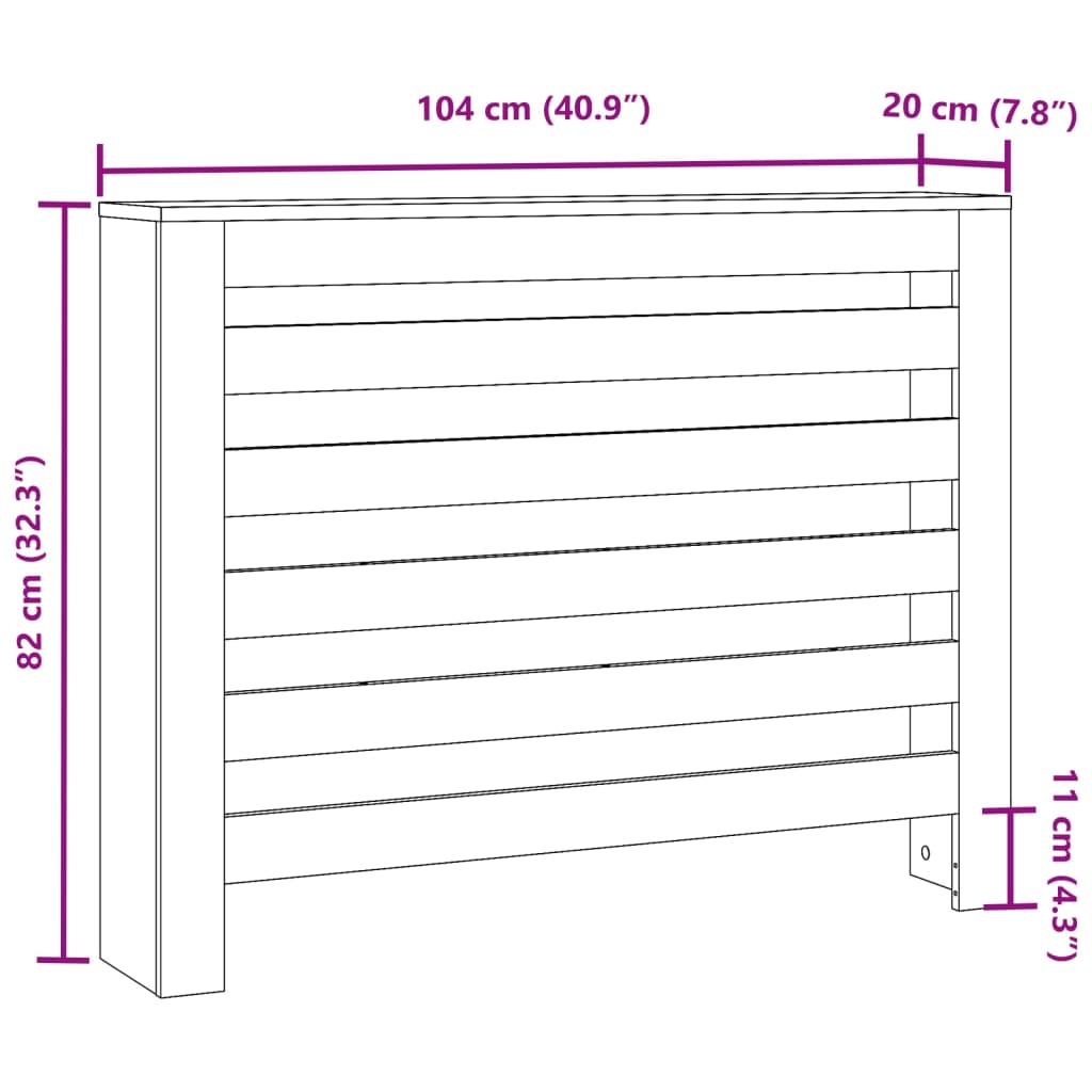 Copertura Termosifone Nera 104x20x82 cm Legno Multistrato - homemem39
