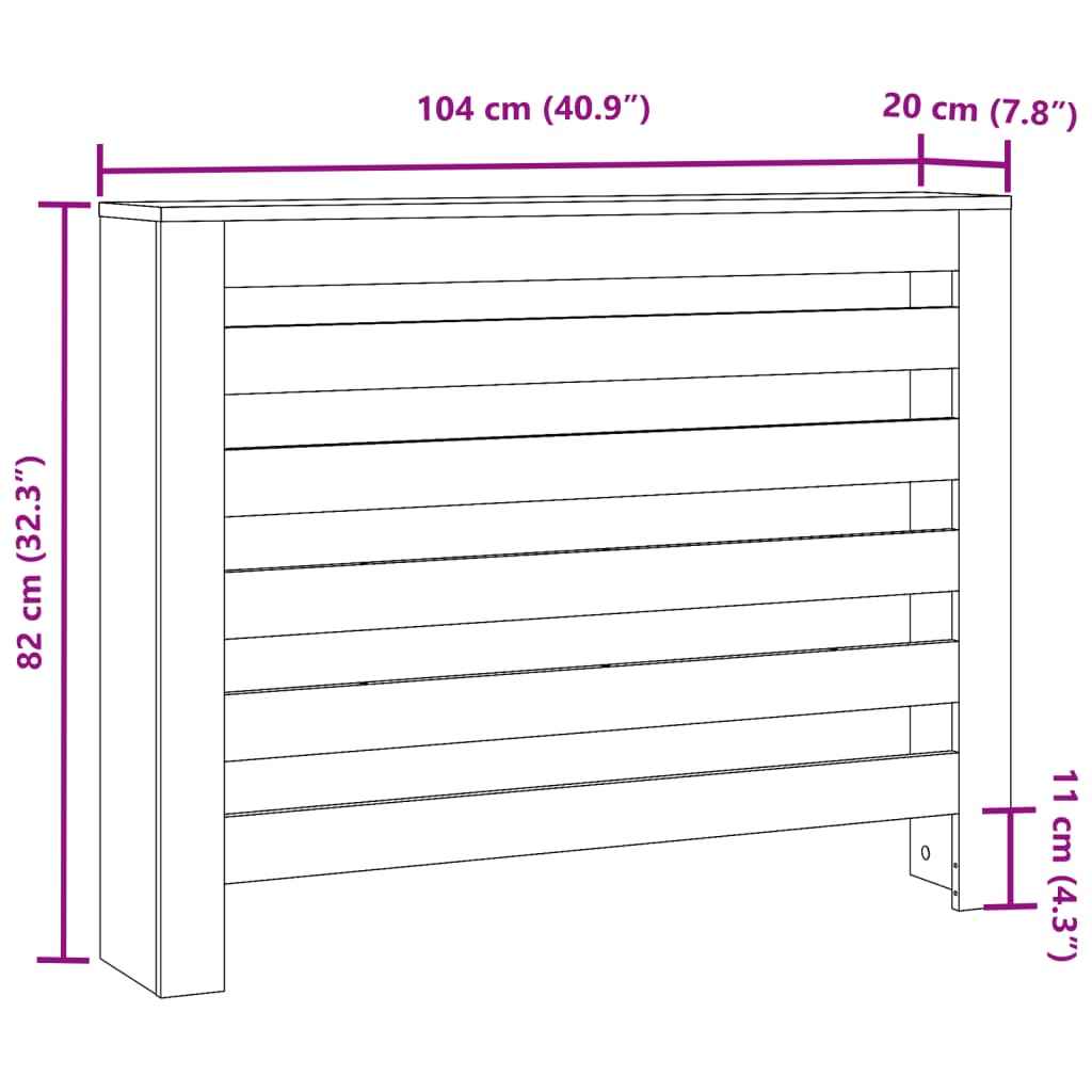 Copertura Termosifone Legno Antico 104x20x82 Legno Multistrato - homemem39