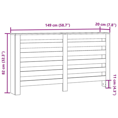 Copertura Termosifone Nera 149x20x82 cm Legno Multistrato