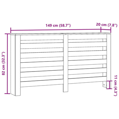 Copertura Termosifone Nera 149x20x82 cm Legno Multistrato - homemem39