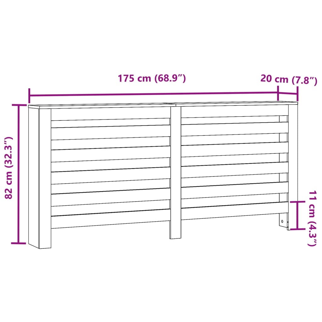 Copertura Termosifone Rovere 175x20x82 cm in Legno Multistrato - homemem39