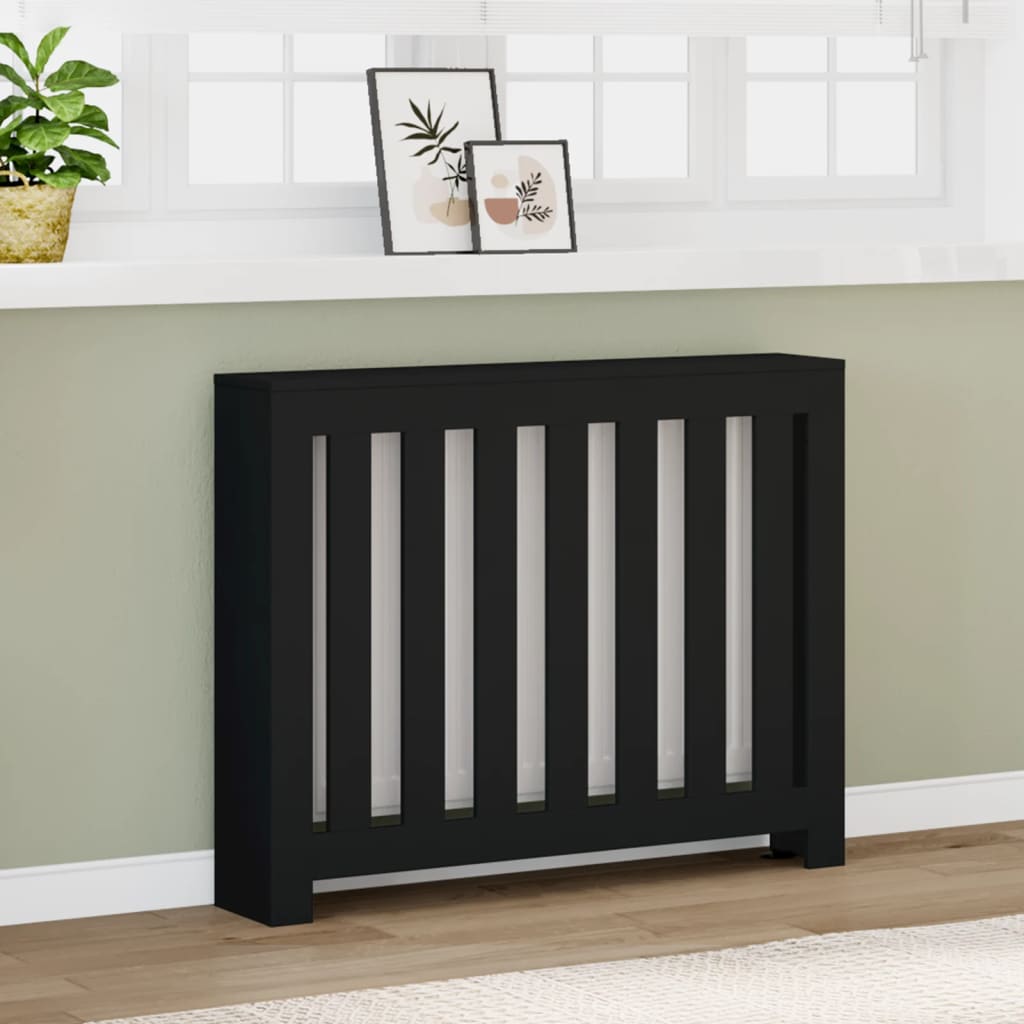 Copertura Termosifone Nera 104x20x82 cm Legno Multistrato - homemem39