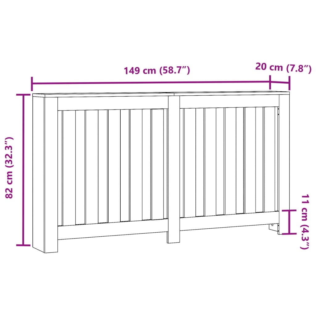 Copertura Termosifone Grigio Cemento 149x20x82cm in Multistrato - homemem39