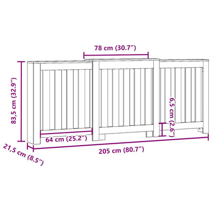 Copertura Termosifone Bianca 205x21,5x83,5 cm Legno Multistrato