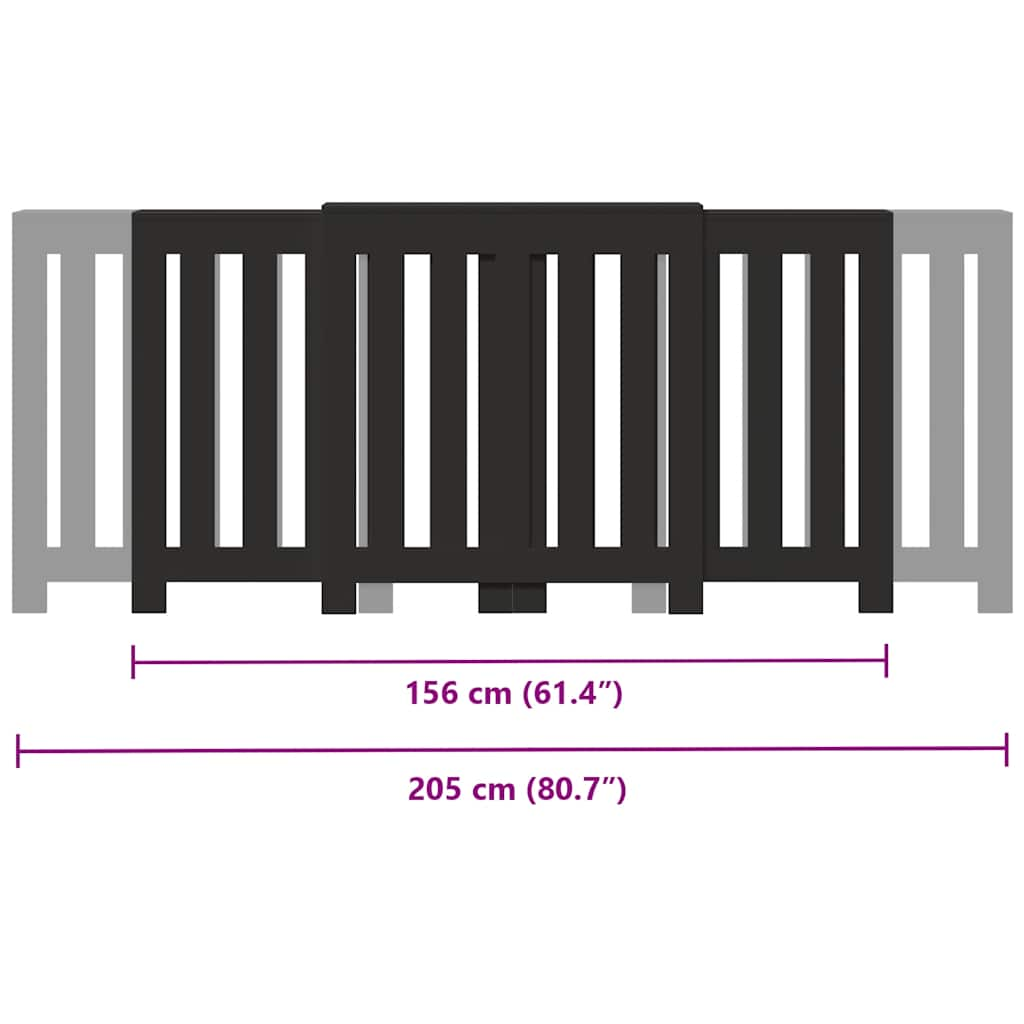 Copertura Termosifone Nera 205x21,5x83,5 cm Legno Multistrato - homemem39