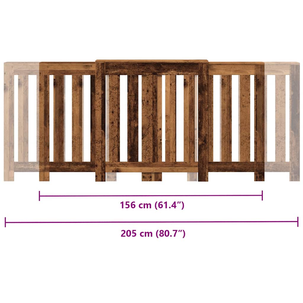 Copertura Termosifone Legno Antico 205x21,5x83,5 cm Multistrato - homemem39
