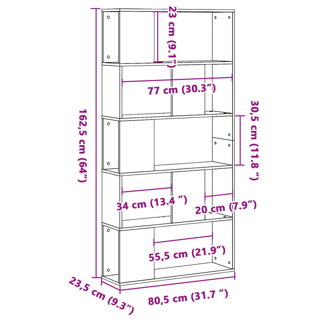 Libreria 5 Ripiani Bianca 80,5x23,5x162,5cm Legno Multistrato | homemem39