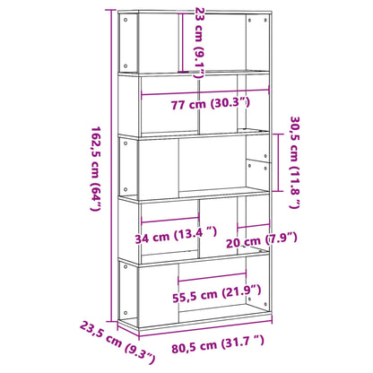 Libreria 5 Ripiani Bianca 80,5x23,5x162,5cm Legno Multistrato | homemem39
