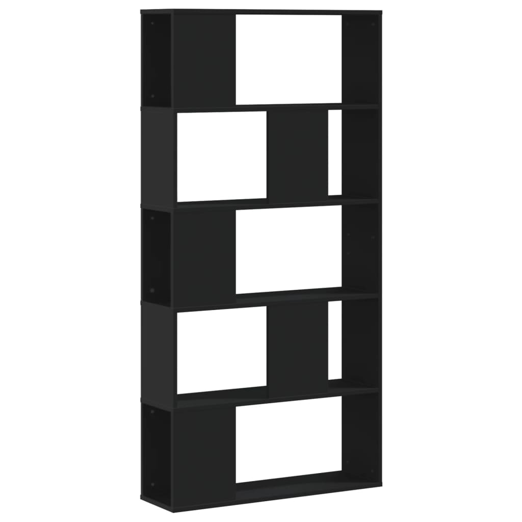 Libreria 5 Ripiani Nera 80,5x23,5x162,5cm in Legno Multistrato | homemem39