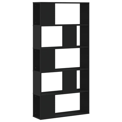Libreria 5 Ripiani Nera 80,5x23,5x162,5cm in Legno Multistrato | homemem39