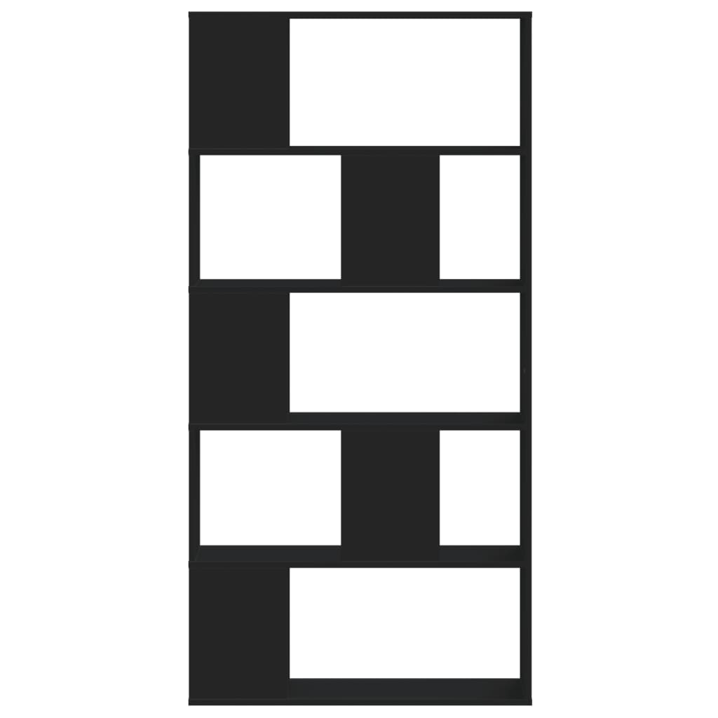Libreria 5 Ripiani Nera 80,5x23,5x162,5cm in Legno Multistrato | homemem39