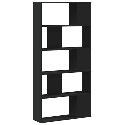 Libreria 5 Ripiani Nera 80,5x23,5x162,5cm in Legno Multistrato | homemem39