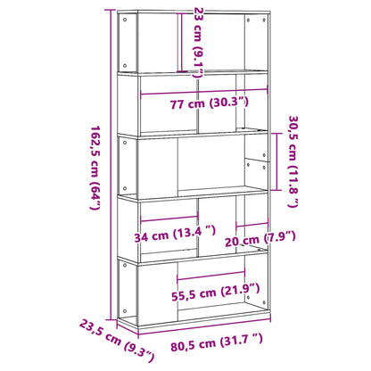 Libreria 5 Ripiani Grigio Sonoma 80,5x23,5x162,5cm Multistrato | homemem39