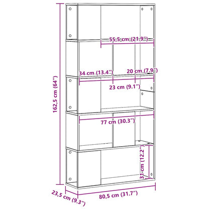 Libreria 5 Piani Rovere Artigianale 80,5x23,5x162,5 Multistrato | homemem39