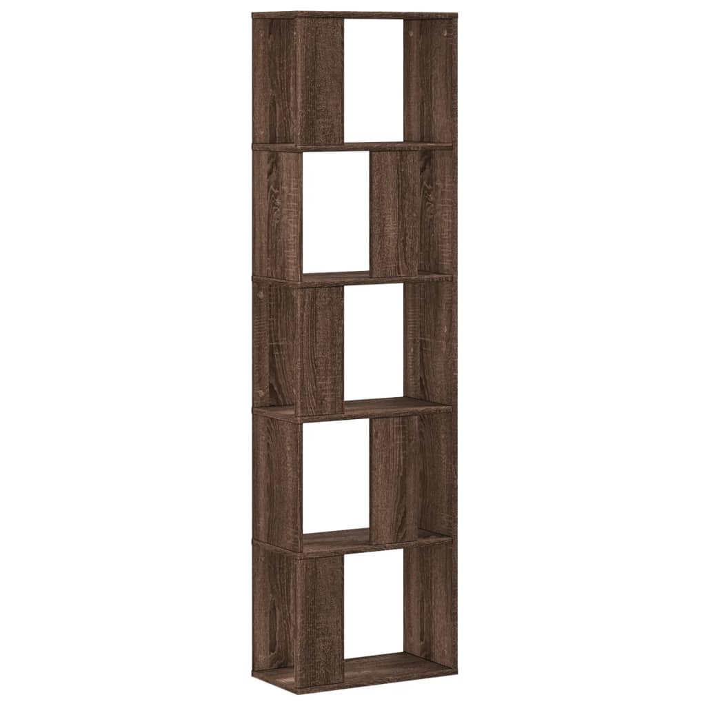 Libreria 5 Ripiani Rovere Marrone 45x23,5x162,5cm Multistrato | homemem39