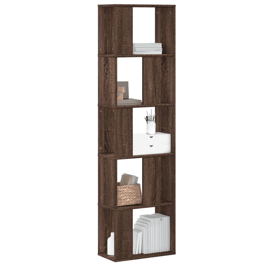 Libreria 5 Ripiani Rovere Marrone 45x23,5x162,5cm Multistrato | homemem39