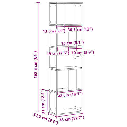 Libreria 5 Piani Rovere Artigianale 45x23,5x162,5cm Multistrato