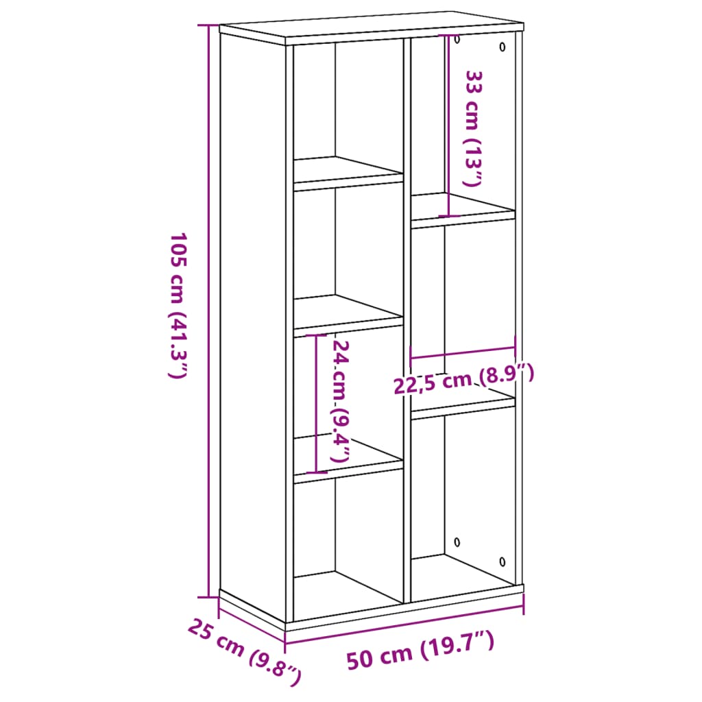 Libreria Grigio Sonoma 50x25x105 cm in Legno Multistrato | homemem39
