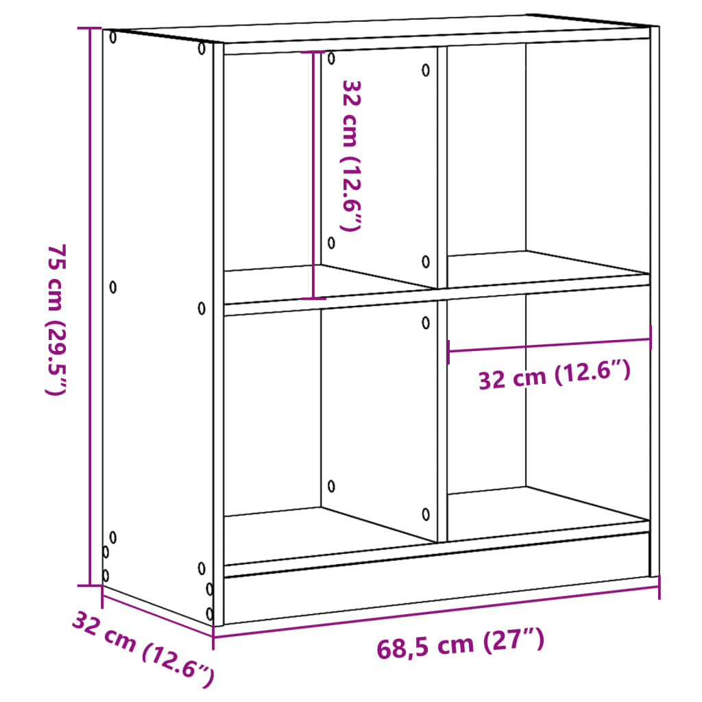 Libreria Grigio Sonoma 68,5x32x75 cm in Legno Multistrato | homemem39