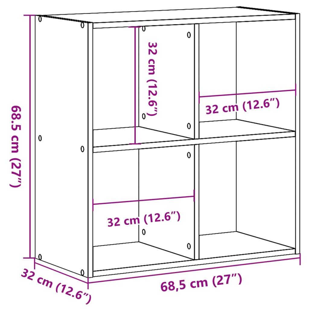 Libreria Grigio Cemento 68,5x32x68,5 cm in Legno Multistrato | homemem39