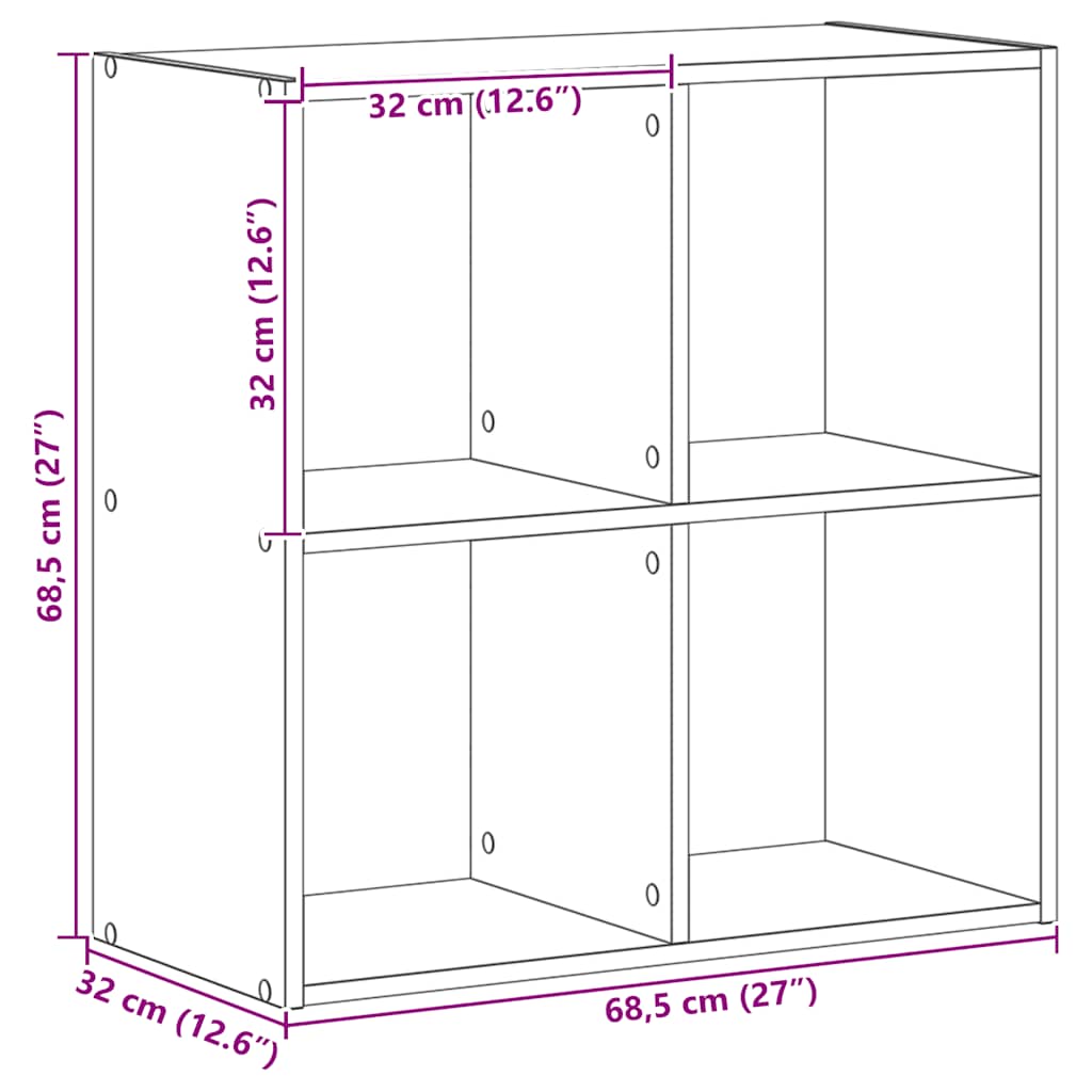 Libreria Legno Artigianale 68,5x32x68,5 cm in Legno Multistrato | homemem39