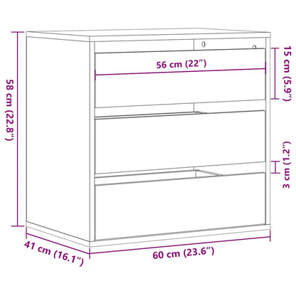 Cassettiera Angolare Nera 60x41x58 cm in Legno Multistrato - homemem39
