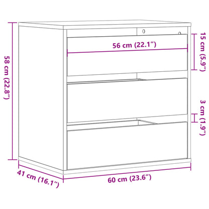 Cassettiera Angolo Grigio Cemento 60x41x58cm Legno Multistrato