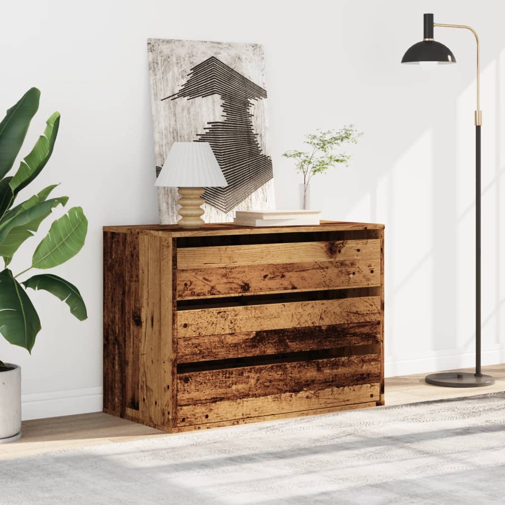 Cassettiera Angolare Legno Antico 80x41x58 cm Legno Multistrato - homemem39