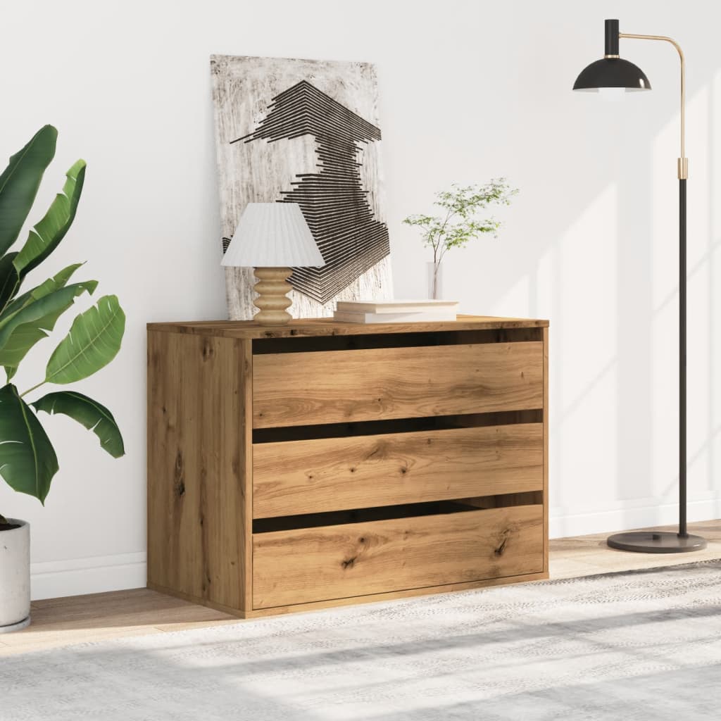 Cassettiera Angolare Rovere Artigianale 80x41x58cm Multistrato - homemem39