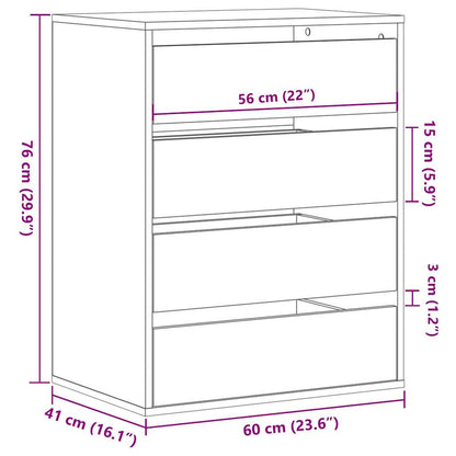 Cassettiera Bianca 60x41x76 cm in Legno Multistrato - homemem39