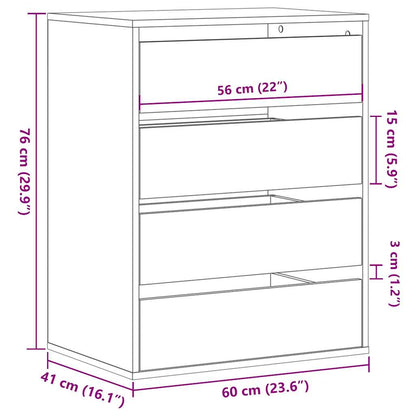 Cassettiera Angolare Nera 60x41x76 cm in Legno Multistrato - homemem39