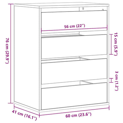 Cassettiera Angolare Rovere Fumo 60x41x76cm Legno Multistrato