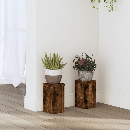 Supporti per Piante 2 pz Rovere 10x10x18 cm Legno Multistrato - homemem39