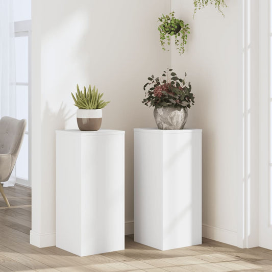 Supporti per Piante 2 pz Bianchi 30x30x70 cm Legno Multistrato - homemem39