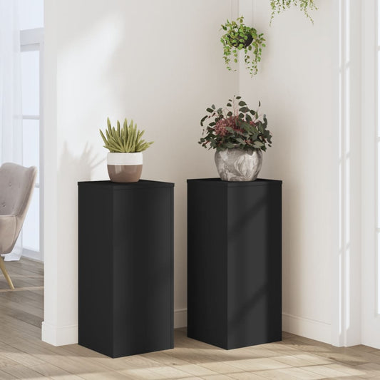 Supporti per Piante 2 pz Neri 30x30x70 cm Legno Multistrato - homemem39
