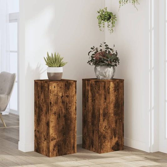 Supporti per Piante 2 pz Rovere 30x30x70 cm Legno Multistrato - homemem39