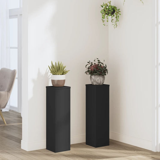 Supporti per Piante 2 pz Neri 17x17x60 cm Legno Multistrato - homemem39