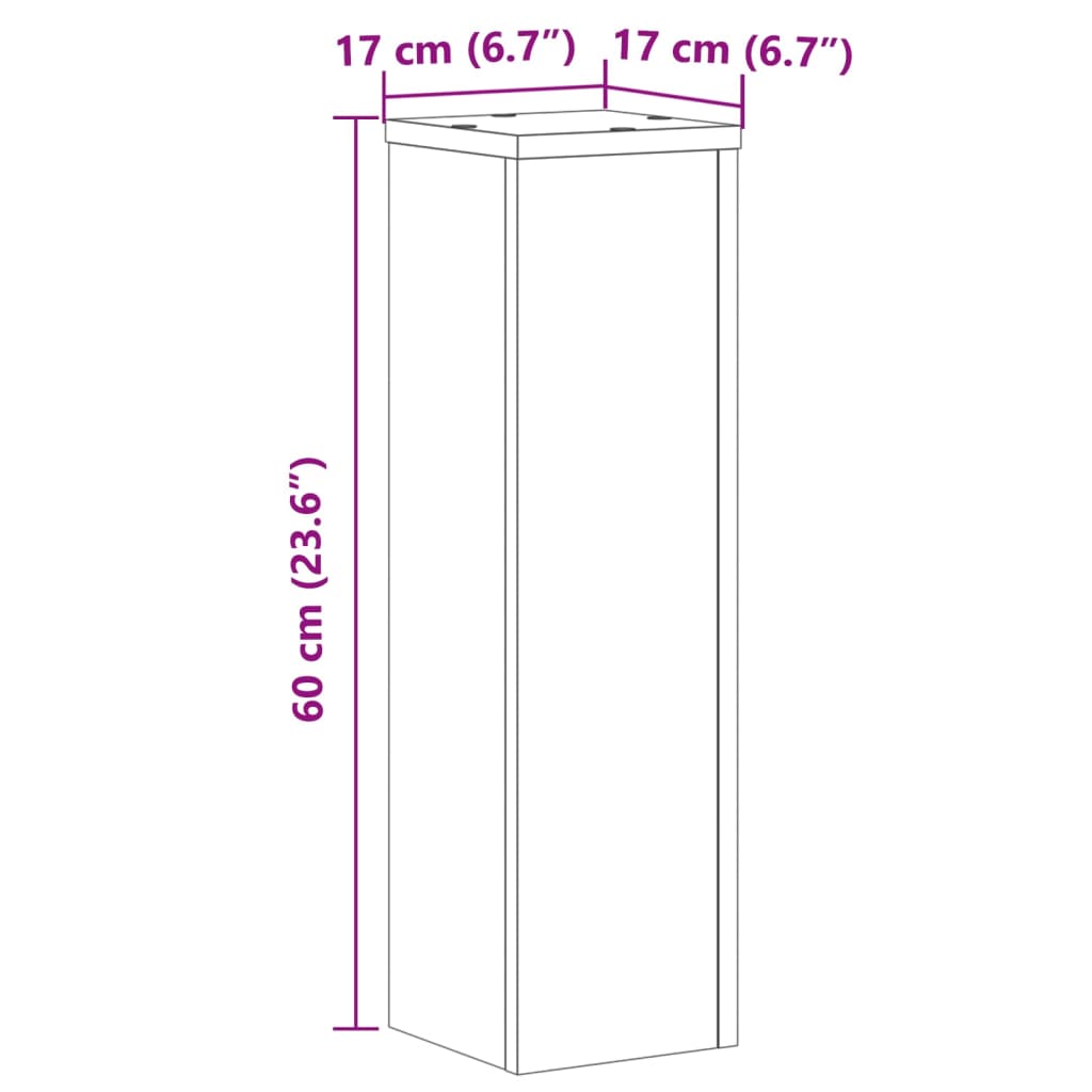 Supporti per Piante 2 pz Grigio 17x17x60 cm Legno Multistrato - homemem39