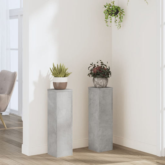 Supporti per Piante 2 pz Grigio 17x17x60 cm Legno Multistrato - homemem39