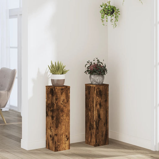 Supporti per Piante 2 pz Rovere 17x17x60 cm Legno Multistrato - homemem39