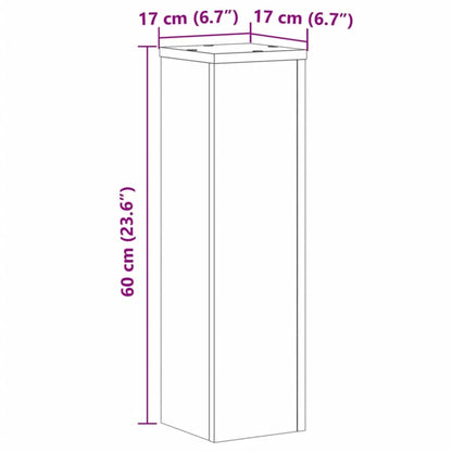 Supporti per Piante 2 pz Rovere 17x17x60 cm in Multistrato