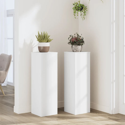 Supporti per Piante 2 pz Bianchi 25x25x80 cm Legno Multistrato - homemem39