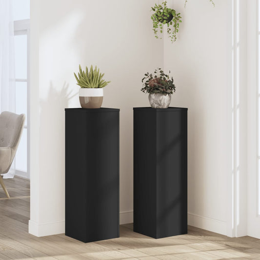 Supporti per Piante 2 pz Neri 25x25x80 cm Legno Multistrato - homemem39