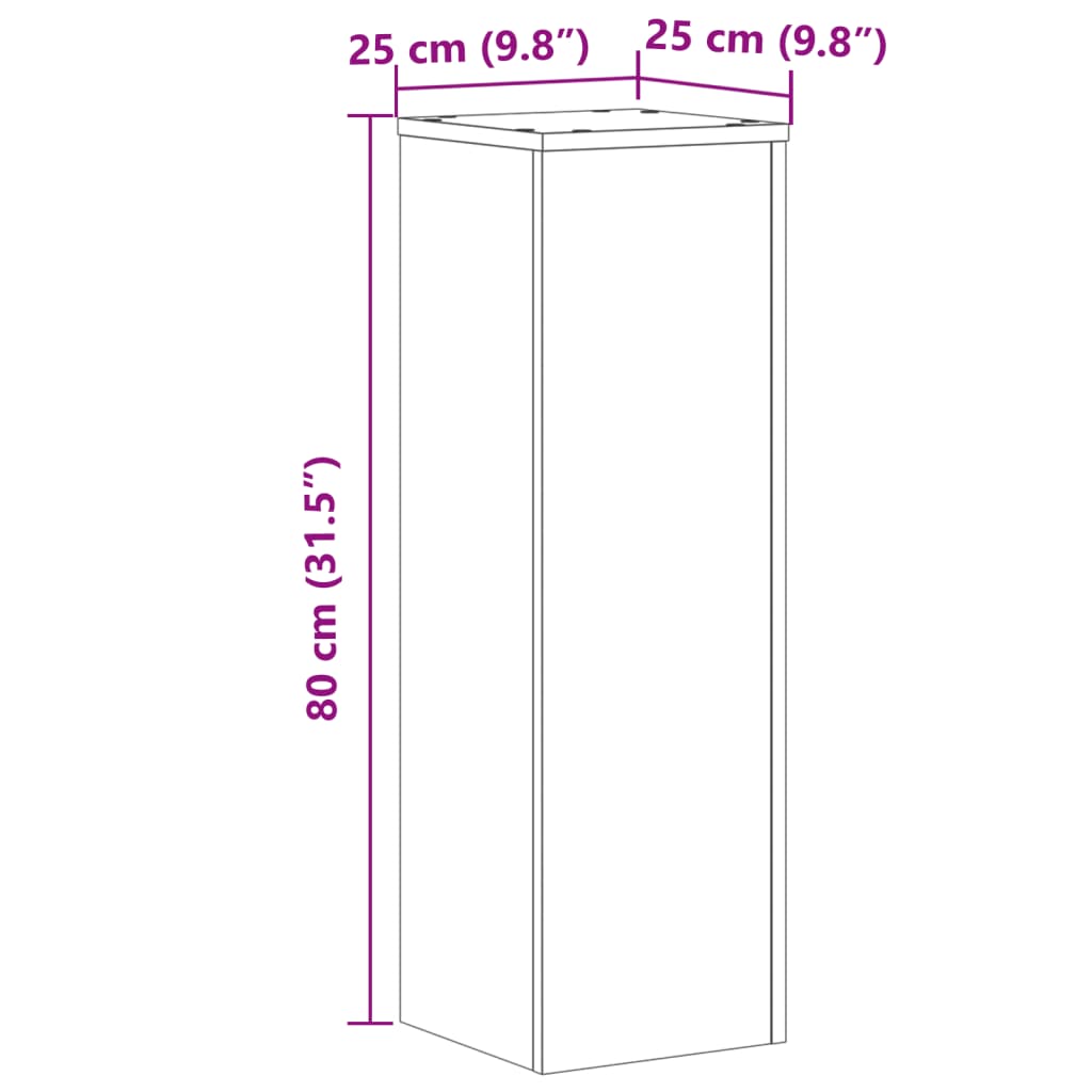 Supporti per Piante 2 pz Grigio 25x25x80 cm Legno Multistrato | homemem39
