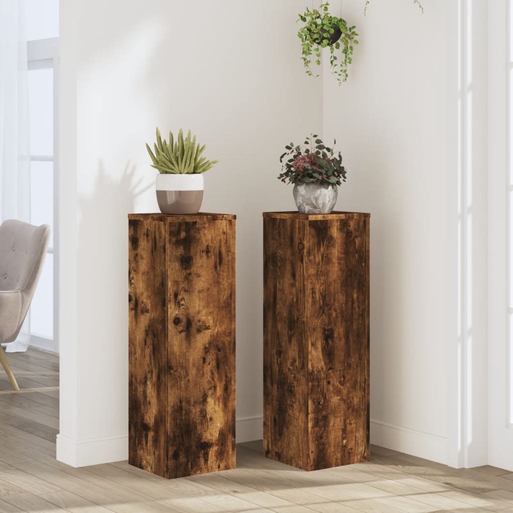 Supporti per Piante 2 pz Rovere 25x25x80 cm Legno Multistrato | homemem39