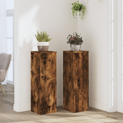 Supporti per Piante 2 pz Rovere 25x25x80 cm Legno Multistrato - homemem39