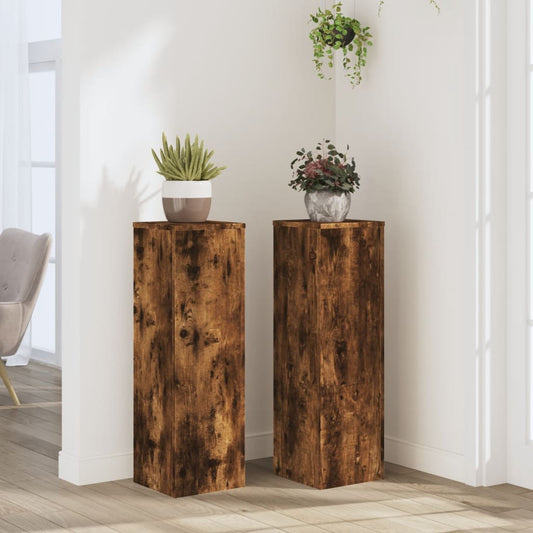 Supporti per Piante 2 pz Rovere 25x25x80 cm Legno Multistrato - homemem39