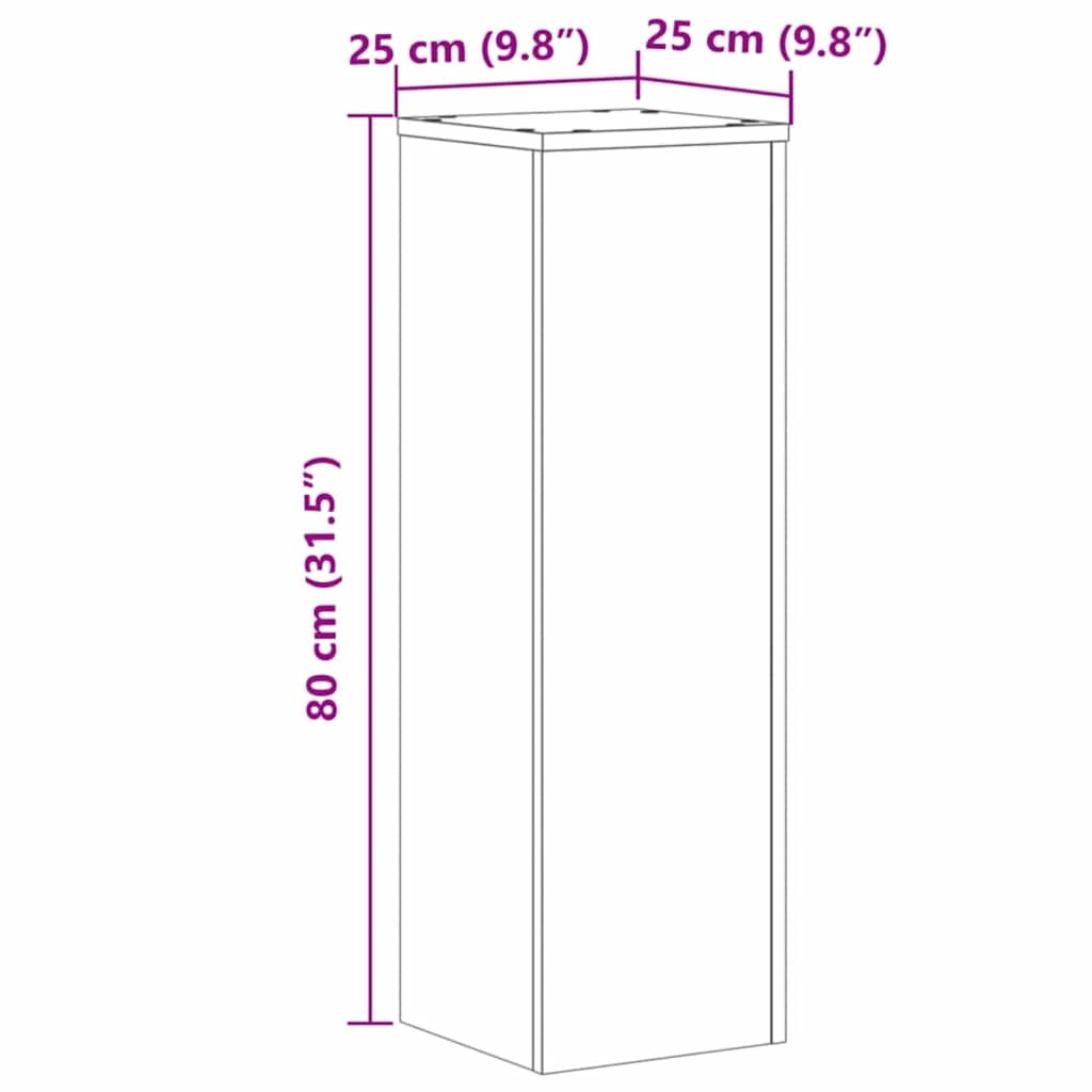 Supporti per Piante 2 pz Rovere 25x25x80 cm in Multistrato