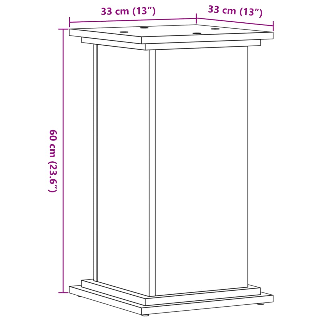 Supporto per Piante Grigio 33x33x60 cm in Legno Multistrato